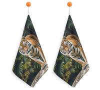 KMRHOUTIQ Kitchen Cool Tiger Hand Towels with Hanging Loops, Highly Absorbent & Quick Drying Towels for Kitchen Bathroom, Microfiber Cleaning Cloth, Dish Towel, Tea Towel Decorative, Dish Rag(12x12)