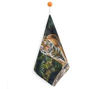 KMRHOUTIQ Kitchen Cool Tiger Hand Towels with Hanging Loops, Highly Absorbent & Quick Drying Towels for Kitchen Bathroom, Microfiber Cleaning Cloth, Dish Towel, Tea Towel Decorative, Dish Rag(12x12)