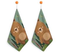 KMRHOUTIQ Kitchen Cute Bear Hand Towels with Hanging Loops, Highly Absorbent & Quick Drying Towels for Kitchen Bathroom, Microfiber Cleaning Cloth, Dish Towel, Tea Towel Decorative, Dish Rag(12x12)