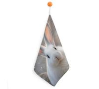 KMRHOUTIQ Kitchen Cute Bunny Hand Towels with Hanging Loops, Highly Absorbent & Quick Drying Towels for Kitchen Bathroom, Microfiber Cleaning Cloth, Dish Towel, Tea Towel Decorative, Dish Rag(12x12)