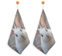 KMRHOUTIQ Kitchen Cute Bunny Hand Towels with Hanging Loops, Highly Absorbent & Quick Drying Towels for Kitchen Bathroom, Microfiber Cleaning Cloth, Dish Towel, Tea Towel Decorative, Dish Rag(12x12)