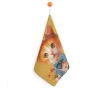 KMRHOUTIQ Kitchen Cute Kitten Hand Towels with Hanging Loops, Highly Absorbent & Quick Drying Towels for Kitchen Bathroom, Microfiber Cleaning Cloth, Dish Towel, Tea Towel Decorative, Dish Rag(12x12)
