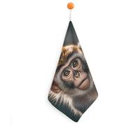 KMRHOUTIQ Kitchen Cute Monkey Hand Towels with Hanging Loops, Highly Absorbent & Quick Drying Towels for Kitchen Bathroom, Microfiber Cleaning Cloth, Dish Towel, Tea Towel Decorative, Dish Rag(12x12)
