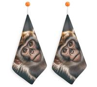 KMRHOUTIQ Kitchen Cute Monkey Hand Towels with Hanging Loops, Highly Absorbent & Quick Drying Towels for Kitchen Bathroom, Microfiber Cleaning Cloth, Dish Towel, Tea Towel Decorative, Dish Rag(12x12)
