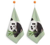 KMRHOUTIQ Kitchen Cute Panda Hand Towels with Hanging Loops, Highly Absorbent & Quick Drying Towels for Kitchen Bathroom, Microfiber Cleaning Cloth, Dish Towel, Tea Towel Decorative, Dish Rag(12x12)