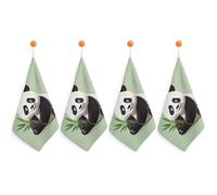 KMRHOUTIQ Kitchen Cute Panda Hand Towels with Hanging Loops, Highly Absorbent & Quick Drying Towels for Kitchen Bathroom, Microfiber Cleaning Cloth, Dish Towel, Tea Towel Decorative, Dish Rag(12x12)