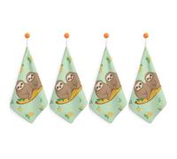 KMRHOUTIQ Kitchen Cute Sloths Hand Towels with Hanging Loops, Highly Absorbent & Quick Drying Towels for Kitchen Bathroom, Microfiber Cleaning Cloth, Dish Towel, Tea Towel Decorative, Dish Rag(12x12)