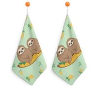 KMRHOUTIQ Kitchen Cute Sloths Hand Towels with Hanging Loops, Highly Absorbent & Quick Drying Towels for Kitchen Bathroom, Microfiber Cleaning Cloth, Dish Towel, Tea Towel Decorative, Dish Rag(12x12)