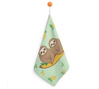 KMRHOUTIQ Kitchen Cute Sloths Hand Towels with Hanging Loops, Highly Absorbent & Quick Drying Towels for Kitchen Bathroom, Microfiber Cleaning Cloth, Dish Towel, Tea Towel Decorative, Dish Rag(12x12)