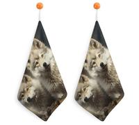 KMRHOUTIQ Kitchen Cute Wolf Hand Towels with Hanging Loops, Highly Absorbent & Quick Drying Towels for Kitchen Bathroom, Microfiber Cleaning Cloth, Dish Towel, Tea Towel Decorative, Dish Rag(12x12)