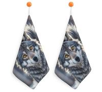 KMRHOUTIQ Kitchen Cute Wolf Hand Towels with Hanging Loops, Highly Absorbent & Quick Drying Towels for Kitchen Bathroom, Microfiber Cleaning Cloth, Dish Towel, Tea Towel Decorative, Dish Rag(12x12)