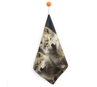 KMRHOUTIQ Kitchen Cute Wolf Hand Towels with Hanging Loops, Highly Absorbent & Quick Drying Towels for Kitchen Bathroom, Microfiber Cleaning Cloth, Dish Towel, Tea Towel Decorative, Dish Rag(12x12)