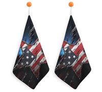 KMRHOUTIQ Kitchen Flag Stars Hand Towels with Hanging Loops, Highly Absorbent & Quick Drying Towels for Kitchen Bathroom, Microfiber Cleaning Cloth, Dish Towel, Tea Towel Decorative, Dish Rag(12x12)