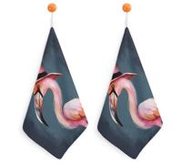 KMRHOUTIQ Kitchen Flamingo Hand Towels with Hanging Loops, Highly Absorbent & Quick Drying Towels for Kitchen Bathroom, Microfiber Cleaning Cloth, Dish Towel, Tea Towel Decorative, Dish Rag(12x12)