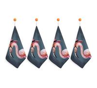 KMRHOUTIQ Kitchen Flamingo Hand Towels with Hanging Loops, Highly Absorbent & Quick Drying Towels for Kitchen Bathroom, Microfiber Cleaning Cloth, Dish Towel, Tea Towel Decorative, Dish Rag(12x12)