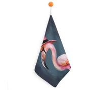 KMRHOUTIQ Kitchen Flamingo Hand Towels with Hanging Loops, Highly Absorbent & Quick Drying Towels for Kitchen Bathroom, Microfiber Cleaning Cloth, Dish Towel, Tea Towel Decorative, Dish Rag(12x12)