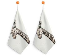 KMRHOUTIQ Kitchen Giraffe Hand Towels with Hanging Loops, Highly Absorbent & Quick Drying Towels for Kitchen Bathroom, Microfiber Cleaning Cloth, Dish Towel, Tea Towel Decorative, Dish Rag(12x12)