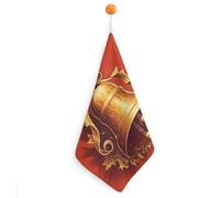 KMRHOUTIQ Kitchen Golden Bell Hand Towels with Hanging Loops, Highly Absorbent & Quick Drying Towels for Kitchen Bathroom, Microfiber Cleaning Cloth, Dish Towel, Tea Towel Decorative, Dish Rag(12x12)