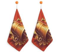 KMRHOUTIQ Kitchen Golden Bell Hand Towels with Hanging Loops, Highly Absorbent & Quick Drying Towels for Kitchen Bathroom, Microfiber Cleaning Cloth, Dish Towel, Tea Towel Decorative, Dish Rag(12x12)