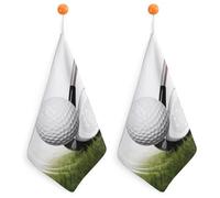 KMRHOUTIQ Kitchen Golf Club Hand Towels with Hanging Loops, Highly Absorbent & Quick Drying Towels for Kitchen Bathroom, Microfiber Cleaning Cloth, Dish Towel, Tea Towel Decorative, Dish Rag(12x12)