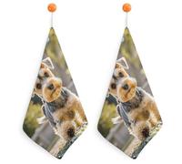 KMRHOUTIQ Kitchen Happy Puppy Hand Towels with Hanging Loops, Highly Absorbent & Quick Drying Towels for Kitchen Bathroom, Microfiber Cleaning Cloth, Dish Towel, Tea Towel Decorative, Dish Rag(12x12)