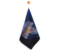KMRHOUTIQ Kitchen Jellyfish Hand Towels with Hanging Loops, Highly Absorbent & Quick Drying Towels for Kitchen Bathroom, Microfiber Cleaning Cloth, Dish Towel, Tea Towel Decorative, Dish Rag(12x12)