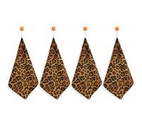 KMRHOUTIQ Kitchen Leopard Hand Towels with Hanging Loops, Highly Absorbent & Quick Drying Towels for Kitchen Bathroom, Microfiber Cleaning Cloth, Dish Towel, Tea Towel Decorative, Dish Rag(12x12)