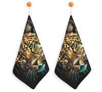 KMRHOUTIQ Kitchen Leopard Hand Towels with Hanging Loops, Highly Absorbent & Quick Drying Towels for Kitchen Bathroom, Microfiber Cleaning Cloth, Dish Towel, Tea Towel Decorative, Dish Rag(12x12)