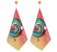 KMRHOUTIQ Kitchen Lollipop Hand Towels with Hanging Loops, Highly Absorbent & Quick Drying Towels for Kitchen Bathroom, Microfiber Cleaning Cloth, Dish Towel, Tea Towel Decorative, Dish Rag(12x12)