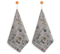 KMRHOUTIQ Kitchen Newspaper Hand Towels with Hanging Loops, Highly Absorbent & Quick Drying Towels for Kitchen Bathroom, Microfiber Cleaning Cloth, Dish Towel, Tea Towel Decorative, Dish Rag(12x12)