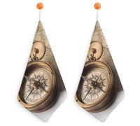 KMRHOUTIQ Kitchen Old Compass Hand Towels with Hanging Loops, Highly Absorbent & Quick Drying Towels for Kitchen Bathroom, Microfiber Cleaning Cloth, Dish Towel, Tea Towel Decorative, Dish Rag(12x12)