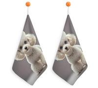 KMRHOUTIQ Kitchen Poodle Hand Towels with Hanging Loops, Highly Absorbent & Quick Drying Towels for Kitchen Bathroom, Microfiber Cleaning Cloth, Dish Towel, Tea Towel Decorative, Dish Rag(12x12)