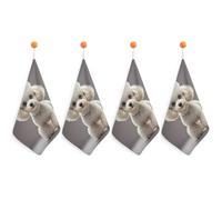 KMRHOUTIQ Kitchen Poodle Hand Towels with Hanging Loops, Highly Absorbent & Quick Drying Towels for Kitchen Bathroom, Microfiber Cleaning Cloth, Dish Towel, Tea Towel Decorative, Dish Rag(12x12)