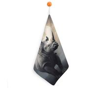 KMRHOUTIQ Kitchen Rhino Hand Towels with Hanging Loops, Highly Absorbent & Quick Drying Towels for Kitchen Bathroom, Microfiber Cleaning Cloth, Dish Towel, Tea Towel Decorative, Dish Rag(12x12)