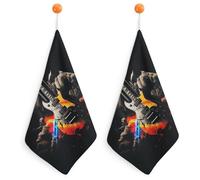 KMRHOUTIQ Kitchen Rock Music Hand Towels with Hanging Loops, Highly Absorbent & Quick Drying Towels for Kitchen Bathroom, Microfiber Cleaning Cloth, Dish Towel, Tea Towel Decorative, Dish Rag(12x12)