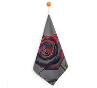 KMRHOUTIQ Kitchen Rose Hand Towels with Hanging Loops, Highly Absorbent & Quick Drying Towels for Kitchen Bathroom, Microfiber Cleaning Cloth, Dish Towel, Tea Towel Decorative, Dish Rag(12x12)