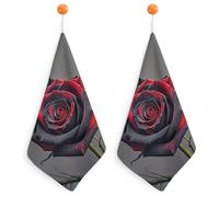 KMRHOUTIQ Kitchen Rose Hand Towels with Hanging Loops, Highly Absorbent & Quick Drying Towels for Kitchen Bathroom, Microfiber Cleaning Cloth, Dish Towel, Tea Towel Decorative, Dish Rag(12x12)