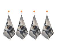 KMRHOUTIQ Kitchen Schnauzer Hand Towels with Hanging Loops, Highly Absorbent & Quick Drying Towels for Kitchen Bathroom, Microfiber Cleaning Cloth, Dish Towel, Tea Towel Decorative, Dish Rag(12x12)