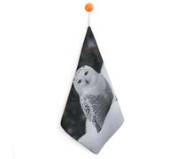 KMRHOUTIQ Kitchen Snow Owl Hand Towels with Hanging Loops, Highly Absorbent & Quick Drying Towels for Kitchen Bathroom, Microfiber Cleaning Cloth, Dish Towel, Tea Towel Decorative, Dish Rag(12x12)