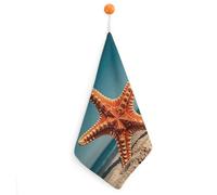 KMRHOUTIQ Kitchen Starfish Hand Towels with Hanging Loops, Highly Absorbent & Quick Drying Towels for Kitchen Bathroom, Microfiber Cleaning Cloth, Dish Towel, Tea Towel Decorative, Dish Rag(12x12)