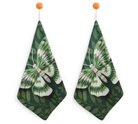 KMRHOUTIQ Kitchen White Moth Hand Towels with Hanging Loops, Highly Absorbent & Quick Drying Towels for Kitchen Bathroom, Microfiber Cleaning Cloth, Dish Towel, Tea Towel Decorative, Dish Rag(12x12)