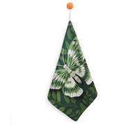 KMRHOUTIQ Kitchen White Moth Hand Towels with Hanging Loops, Highly Absorbent & Quick Drying Towels for Kitchen Bathroom, Microfiber Cleaning Cloth, Dish Towel, Tea Towel Decorative, Dish Rag(12x12)