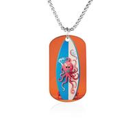 KMRHOUTIQ Memorial Picture Surfboard Octopus Couple Necklace for Women Men 23.6" Chain Titanium Steel Dog Tag Necklace Personalized Pendant Lightweight Hip Hop Jewelry Keepsake Gift for Him Her
