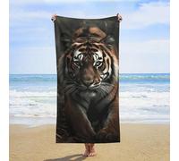 KMRHOUTIQ Microfiber A Tiger Beach Towel Extra Large 63x32 Inch Sandproof Thin Bath Towels Absorbent Fast Drying Travel Towel for Swim Pool Yoga Gym Camping Vacation Accessories