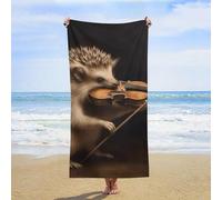 KMRHOUTIQ Microfiber Animal Hedgehog Music Violin Beach Towel Extra Large 63x32 Inch Sandproof Thin Bath Towels Absorbent Fast Drying Travel Towel for Swim Pool Yoga Gym Camping Vacation Accessories