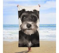 KMRHOUTIQ Microfiber Cute Schnauzer Beach Towel Extra Large 63x32 Inch Sandproof Thin Bath Towels Absorbent Fast Drying Travel Towel for Swim Pool Yoga Gym Camping Vacation Accessories
