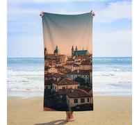 KMRHOUTIQ Microfiber The Old Town at Sunset Beach Towel Extra Large 63x32 Inch Sandproof Thin Bath Towels Absorbent Fast Drying Travel Towel for Swim Pool Yoga Gym Camping Vacation Accessories