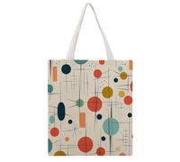 KMRHOUTIQ Modern Mid Century Canvas Tote Bag Reusable Grocery Shopping Bag with Handles Casual Carry on Tote Quilted Utility Handbag for Travel Beach Camping Work Gym Picnic Diaper