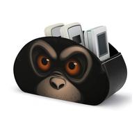 KMRHOUTIQ Red Eyed Monkey Remote Control Holder with 5 Slots | PU Leather Desktop Organizer for TV Remotes Makeup Brushes Pens | Bed Caddy Box Fits Nightstand Office Desk Living Room Bedroom