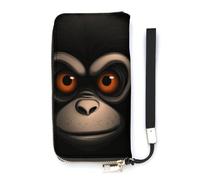 KMRHOUTIQ Red Eyed Monkey Wristlet Wallets for Women Leather Clutch Purses with Strap Coin Purse Rfid Credit Card Holder Long Slim Handbags